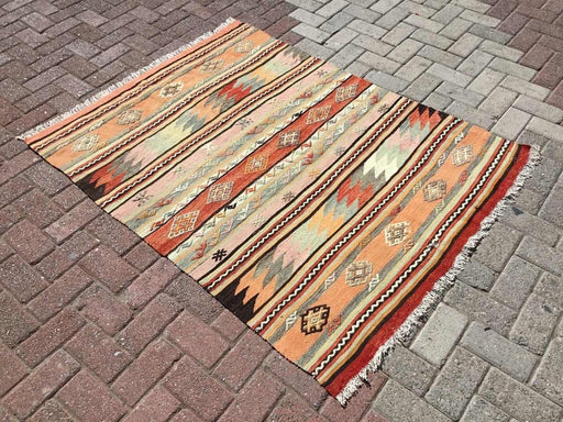 Vintage Turkish Kilim Rug 157cm x 121cm 70 Years Old
