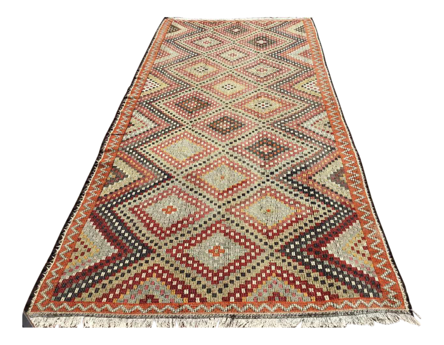 Vintage Turkish Kilim -matto 180x355 cm Käsinsolmittu #617