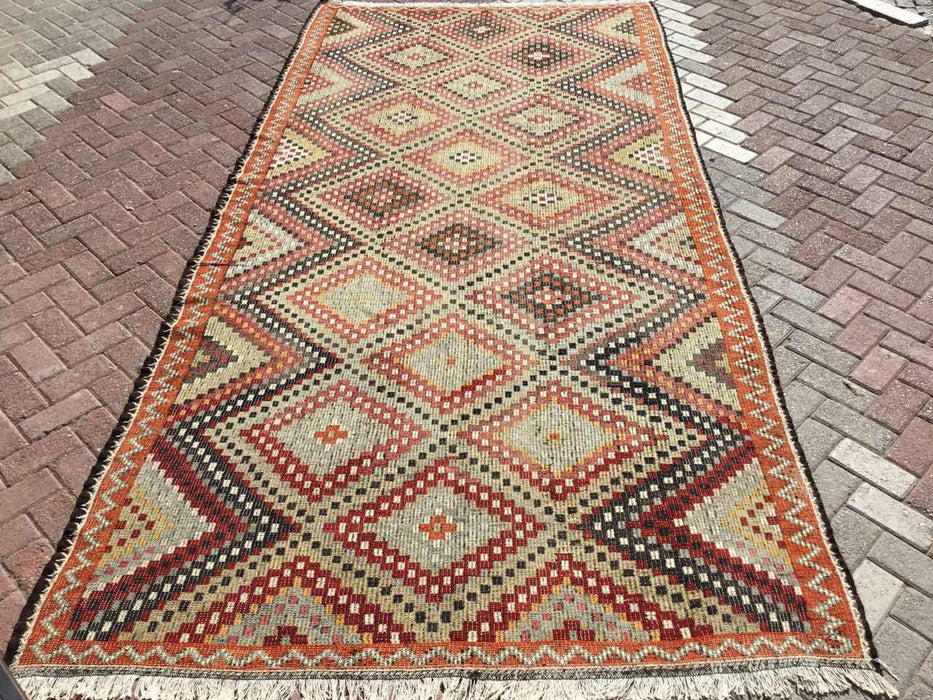 Vintage Turkish Kilim -matto 180x355 cm Käsinsolmittu #617