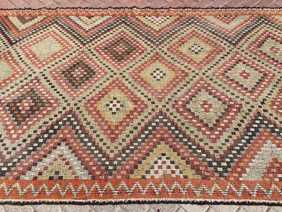 Vintage Turkish Kilim -matto 180x355 cm Käsinsolmittu #617