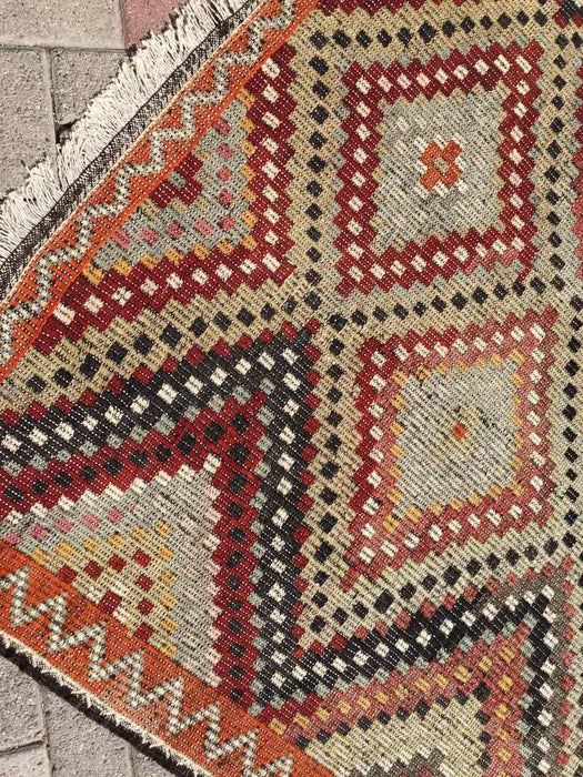 Vintage Turkish Kilim -matto 180x355 cm Käsinsolmittu #617