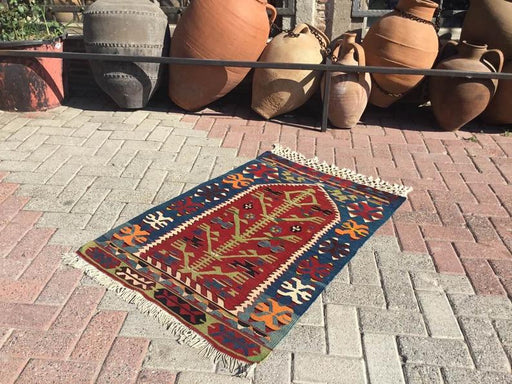 Vintage Turkish Kilim Rug 186cm x 96cm Hand Woven Wool