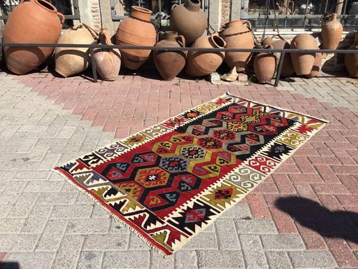 Vintage Turkish Kilim Rug 186cm x 96cm Hand Woven Wool