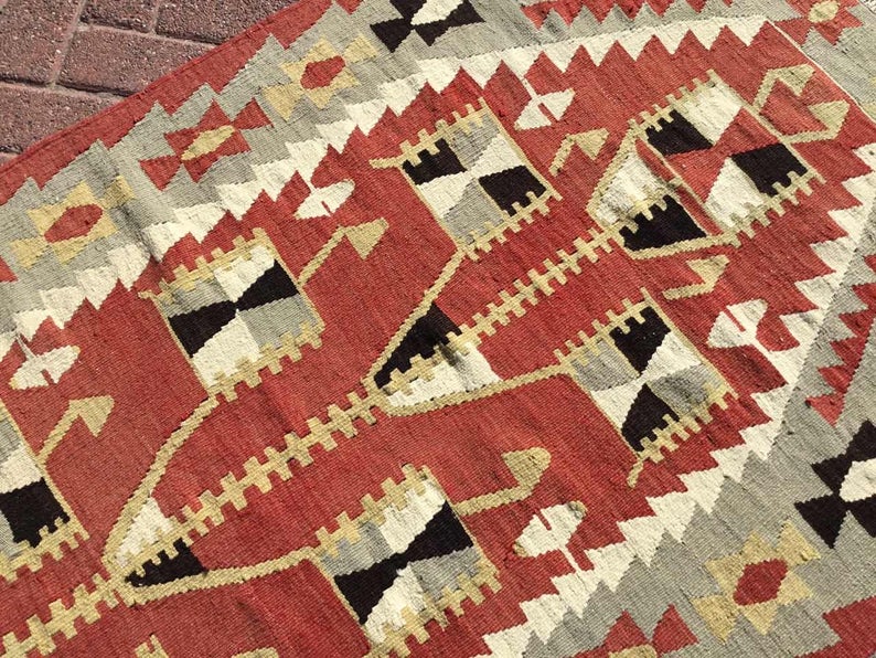 Vintage Turkish Kilim Rug 201Cm X 106Cm 45 Years Old