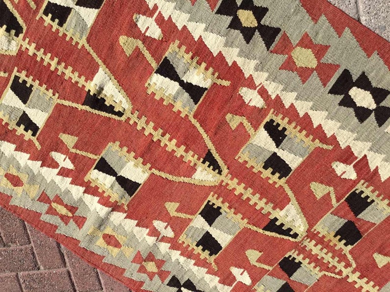 Vintage Turkish Kilim Rug 201Cm X 106Cm 45 Years Old