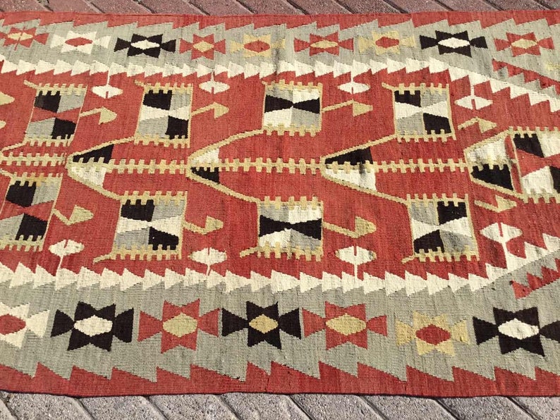 Vintage Turkish Kilim Rug 201Cm X 106Cm 45 Years Old