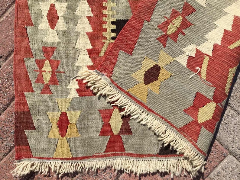 Vintage Turkish Kilim Rug 201Cm X 106Cm 45 Years Old