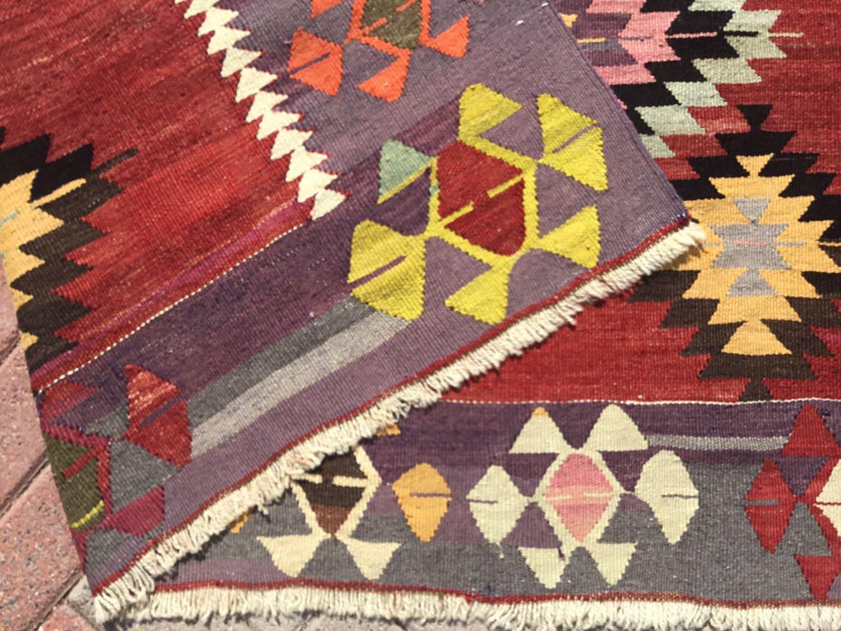 Vintage turkkilainen Kilim-matto 206x287 cm timanttikuvio