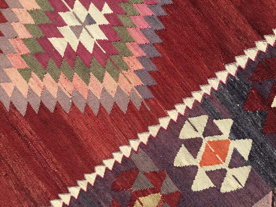 Vintage turkkilainen Kilim-matto 206x287 cm timanttikuvio