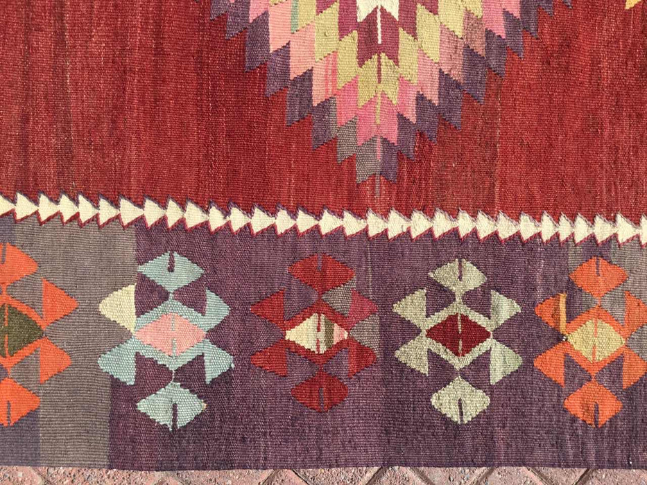 Vintage turkkilainen Kilim-matto 206x287 cm timanttikuvio