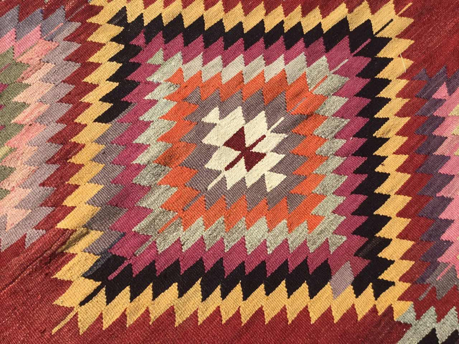 Vintage turkkilainen Kilim-matto 206x287 cm timanttikuvio