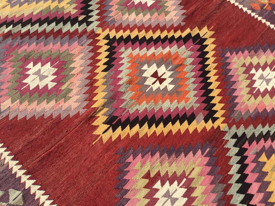 Vintage turkkilainen Kilim-matto 206x287 cm timanttikuvio