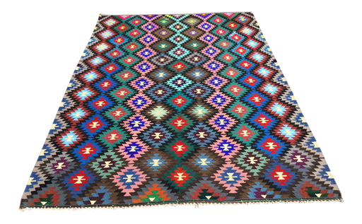 Vintage Turkish Kilim -matto 209cm x 292cm Käsinsolmittu