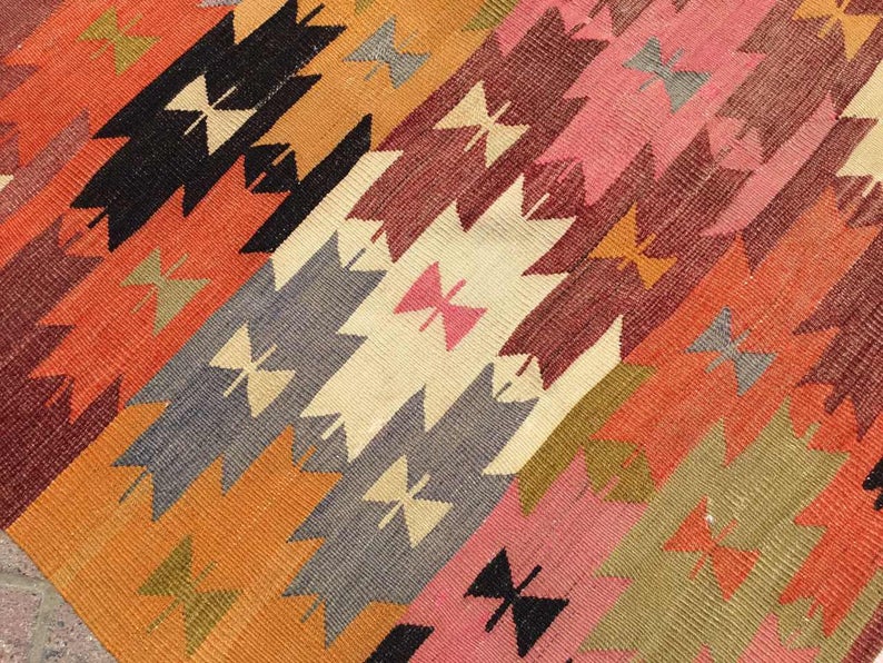 Vintage Turkish Kilim -matto 228cm x 160cm Käsintehty villa