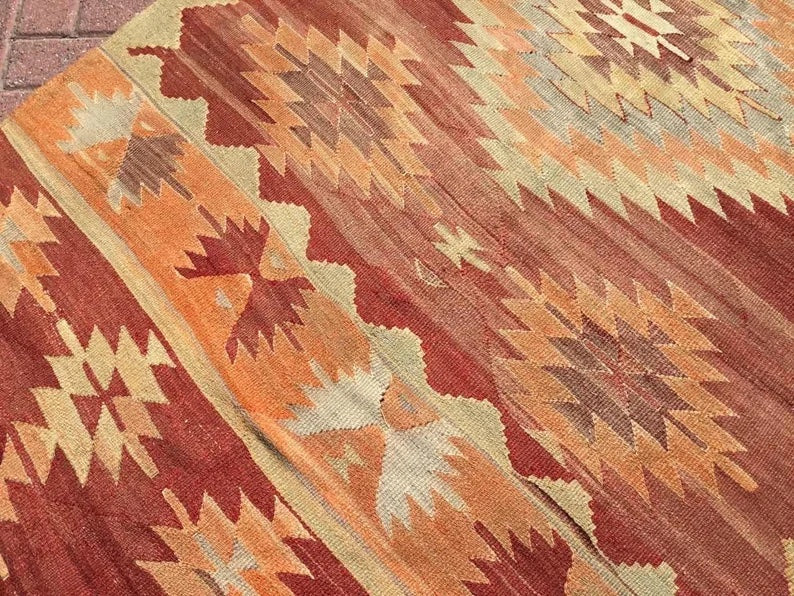 Vintage Turkish Kilim Rug 235 cm x 134 cm Authentic Design