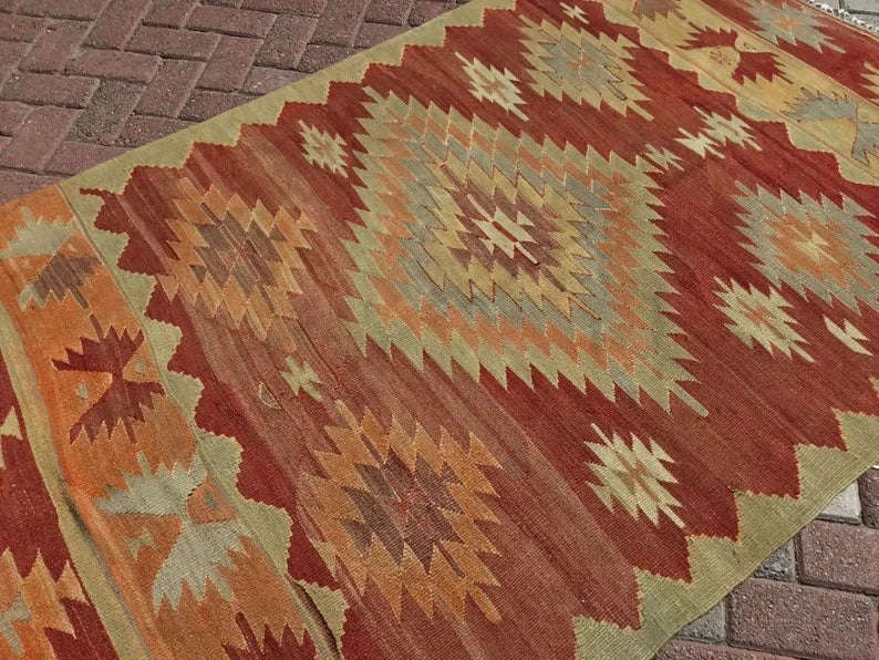 Vintage Turkish Kilim Rug 235 cm x 134 cm Authentic Design