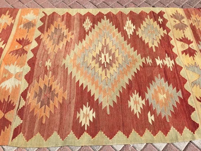 Vintage Turkish Kilim Rug 235 cm x 134 cm Authentic Design