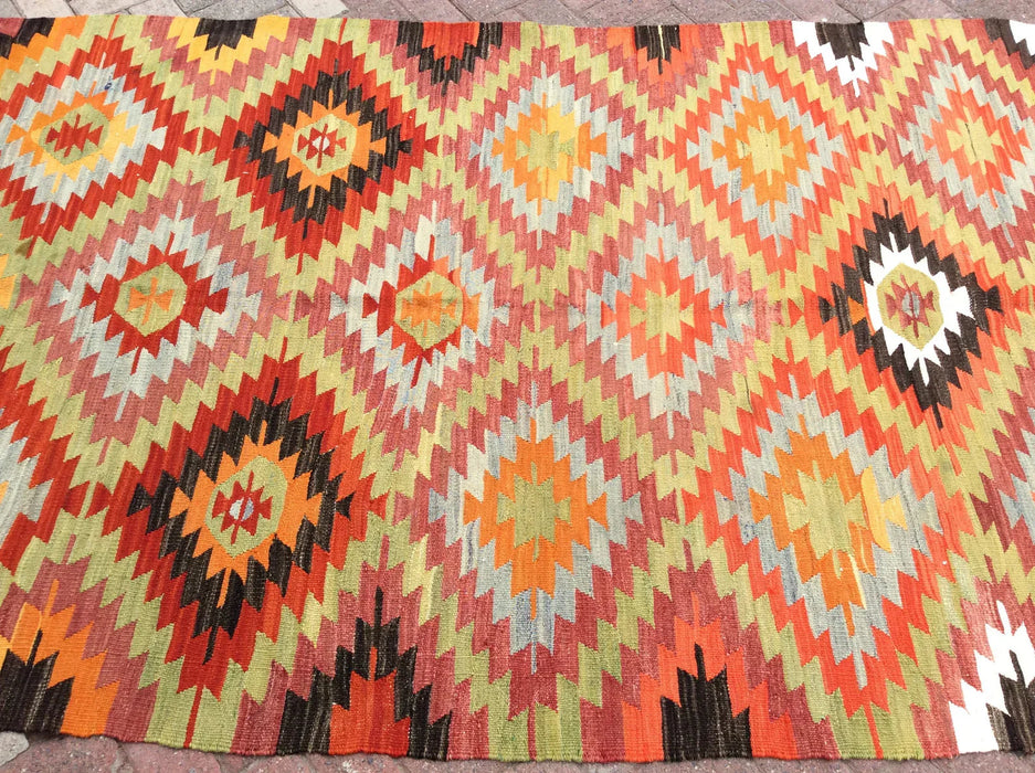 Vintage turkkilainen Kilim matto 250cm x 156cm käsinkudottua villaa