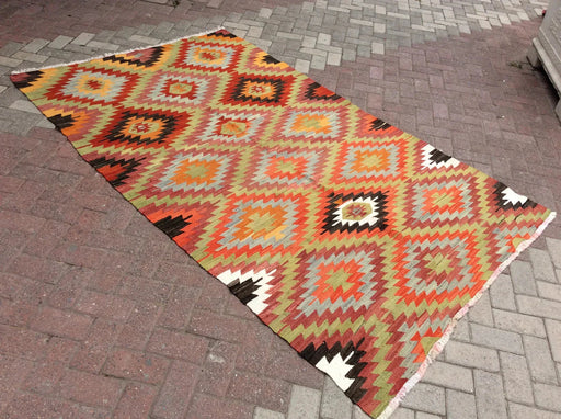 Vintage turkkilainen Kilim matto 250cm x 156cm käsinkudottua villaa