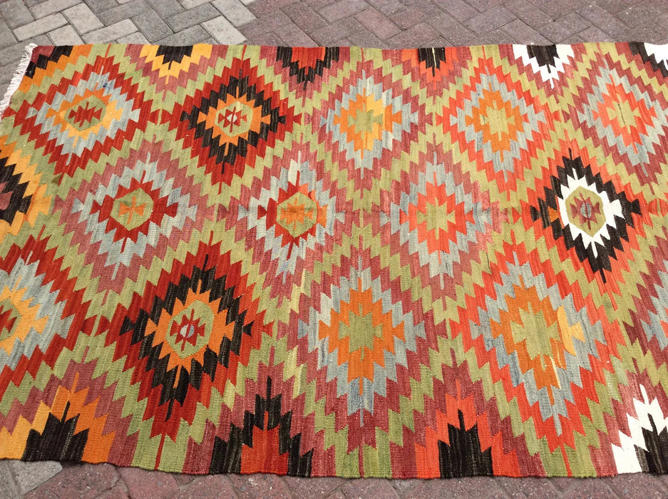 Vintage turkkilainen Kilim matto 250cm x 156cm käsinkudottua villaa