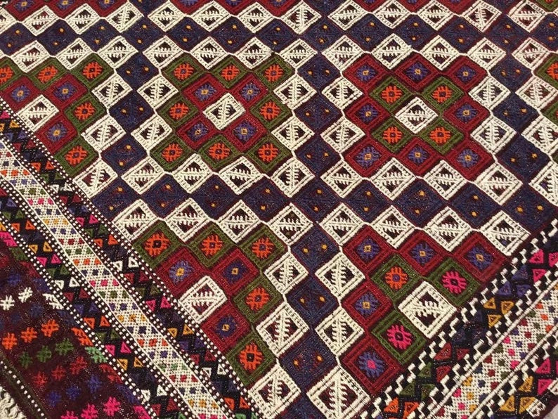 Vintage Turkish Kilim -matto 250cm x 164cm Käsintehty villa