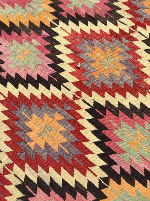 Vintage Turkish Kilim -matto 251cm x 161cm Käsintehty muotoilu