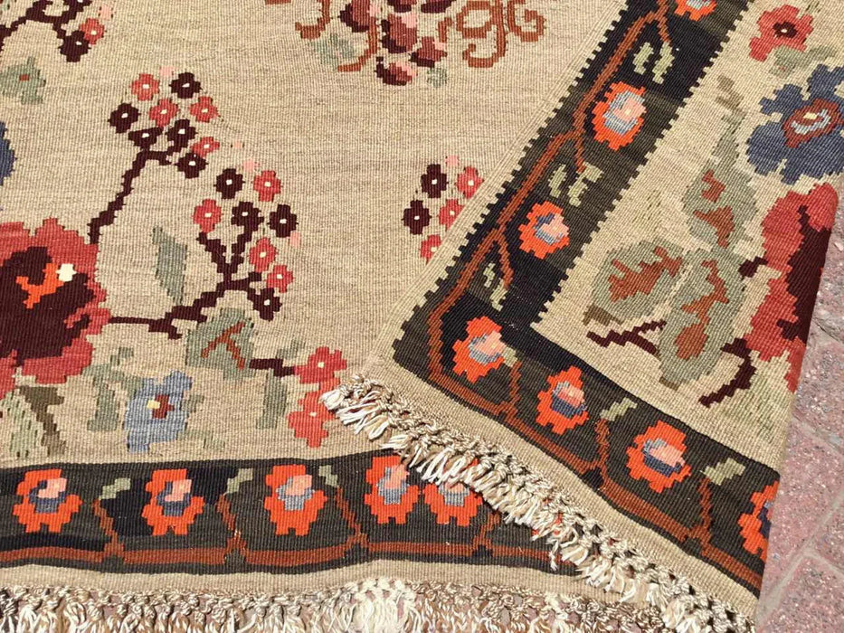 Vintage turkkilainen Kilim matto 252cm x 174cm käsinkudottua villaa