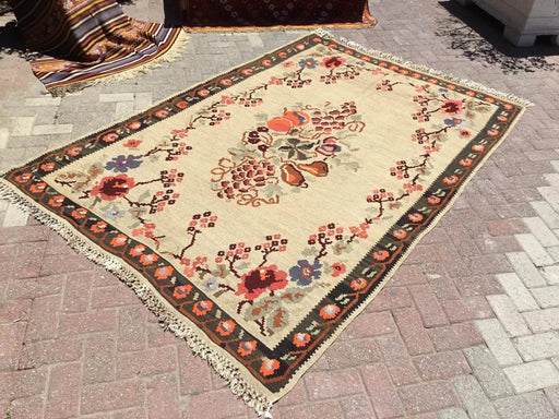 Vintage turkkilainen Kilim matto 252cm x 174cm käsinkudottua villaa