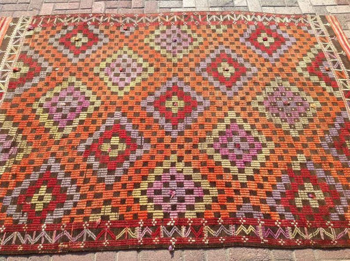 Tappeto Kilim turco vintage 254 cm x 180 cm Arancione 270