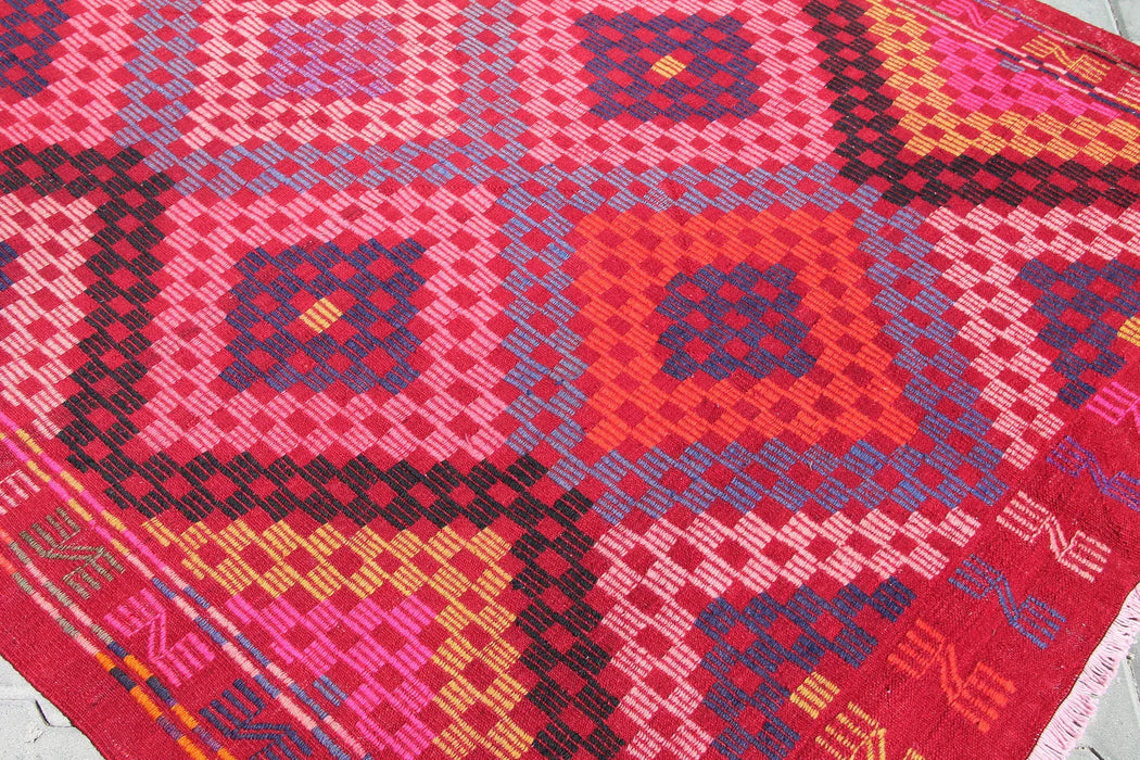 Vintage turkkilainen Kilim matto 257cm X 168cm käsintehty villa