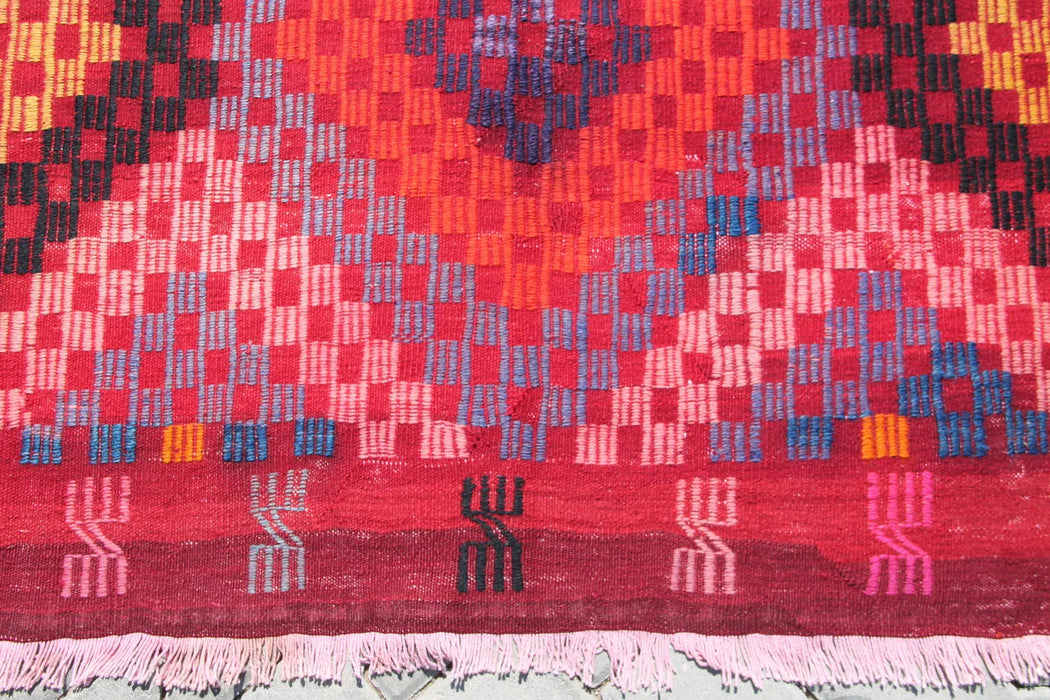 Vintage turkkilainen Kilim matto 257cm X 168cm käsintehty villa