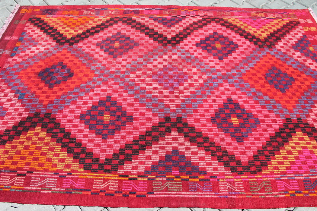 Vintage turkkilainen Kilim matto 257cm X 168cm käsintehty villa