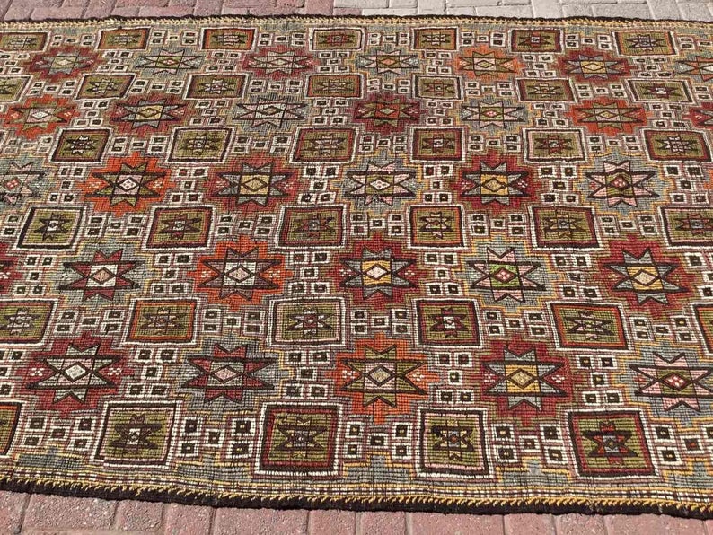 Tappeto Kilim turco vintage 265 x 165 cm in lana di capra