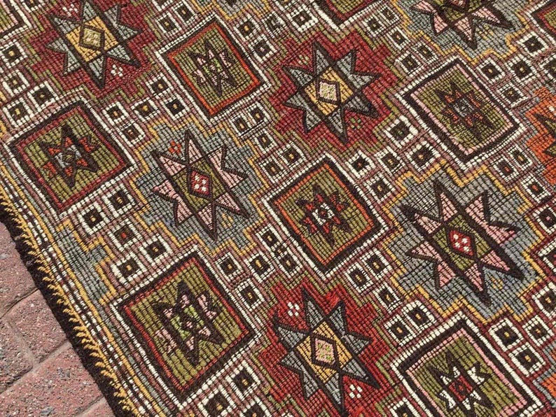 Tappeto Kilim turco vintage 265 x 165 cm in lana di capra