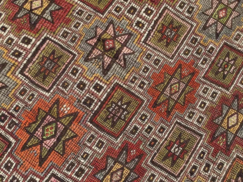 Tappeto Kilim turco vintage 265 x 165 cm in lana di capra