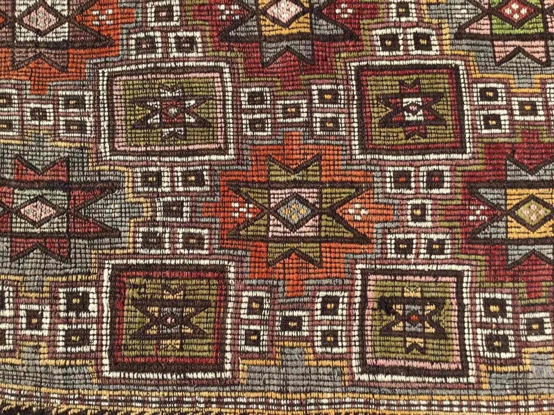 Tappeto Kilim turco vintage 265 x 165 cm in lana di capra