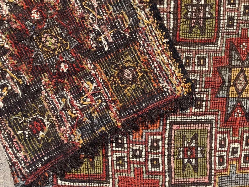 Tappeto Kilim turco vintage 265 x 165 cm in lana di capra