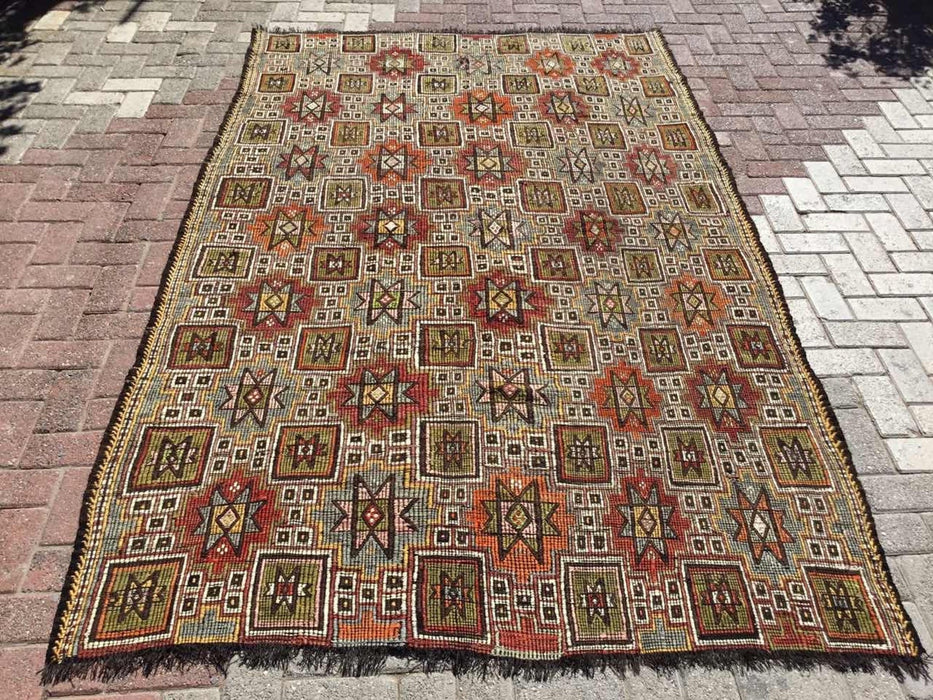 Tappeto Kilim turco vintage 265 x 165 cm in lana di capra