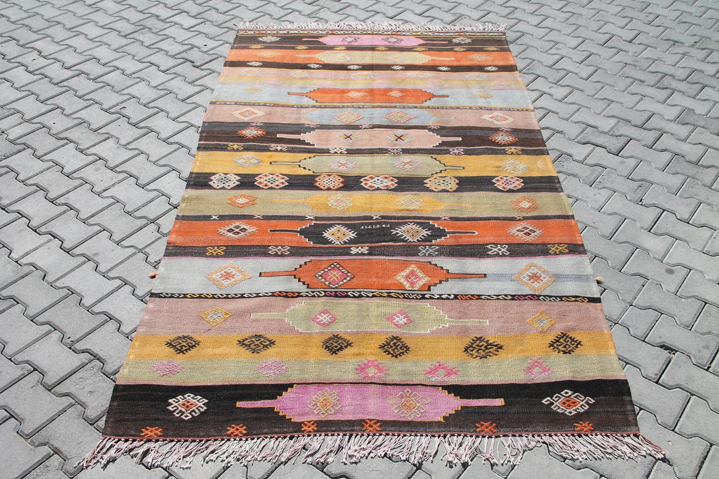 Vintage Turkish Kilim Rug 269cm x 152cm Handwoven Wool