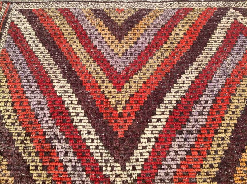 Vintage turkkilainen Kilim -matto 274cm x 183cm käsinkudottua villaa