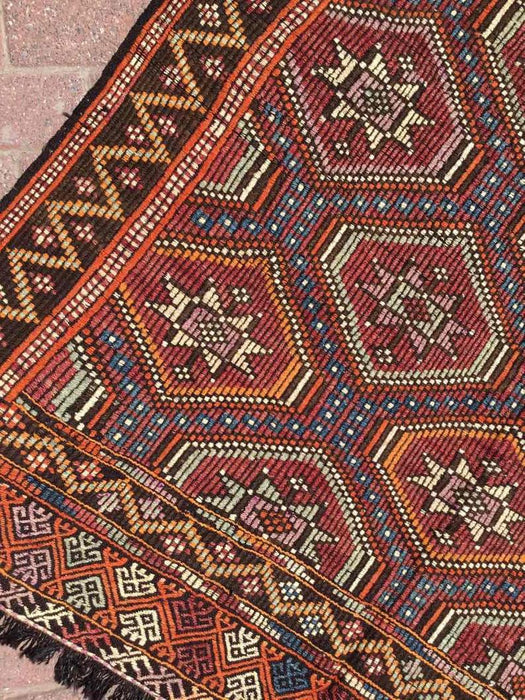 Tappeto Kilim turco vintage 275 cm x 150 cm in lana artigianale