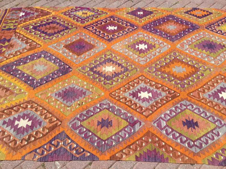 Tappeto Kilim turco vintage 275 cm x 160 cm Spedizione in tutto il mondo