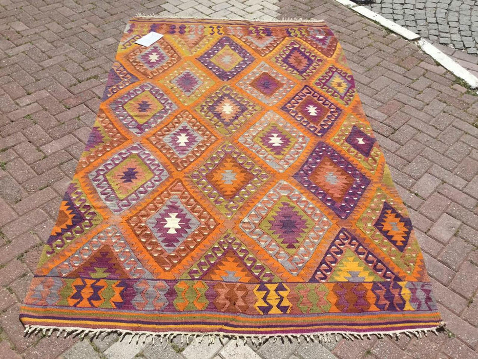 Tappeto Kilim turco vintage 275 cm x 160 cm Spedizione in tutto il mondo