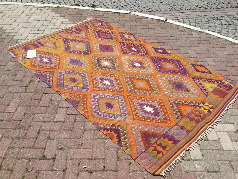 Tappeto Kilim turco vintage 275 cm x 160 cm Spedizione in tutto il mondo