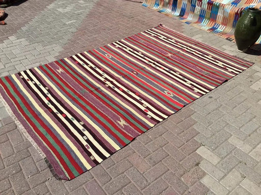 Vintage Turkse Kilim -vloerkleed 275 cm x 176 cm wol katoen