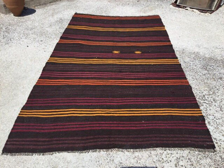 Vintage turkkilainen Kilim matto 277cm x 165cm villa 60 vuotta vanha