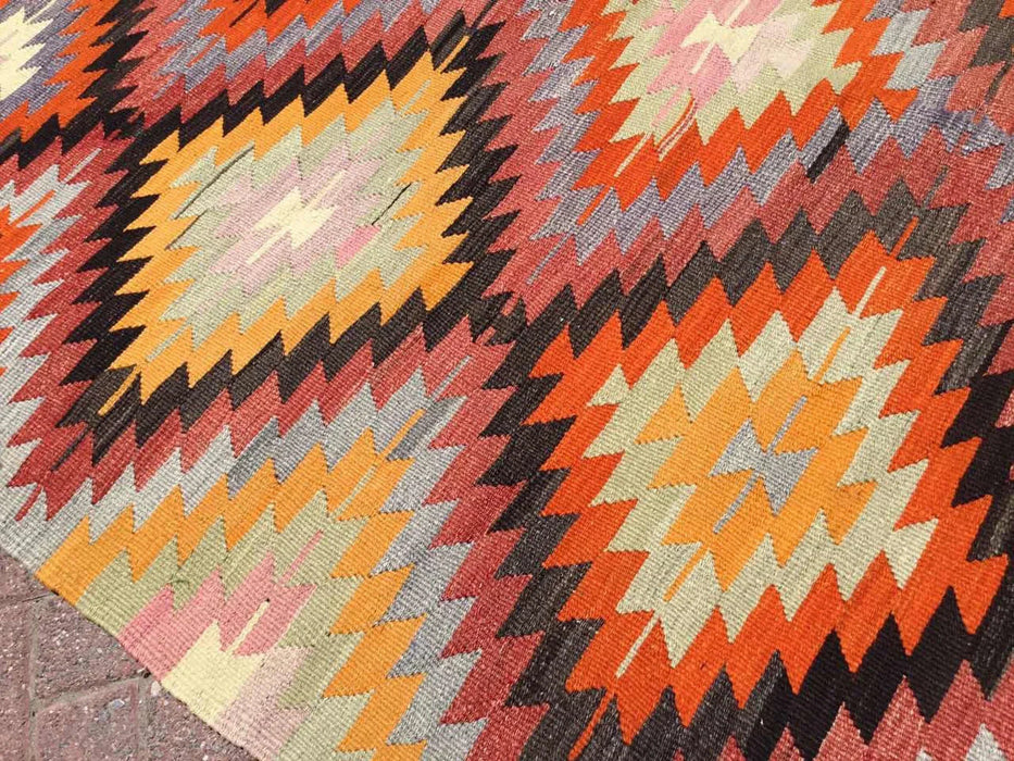 Tappeto Kilim turco vintage 278 cm x 184 cm in lana n. 792