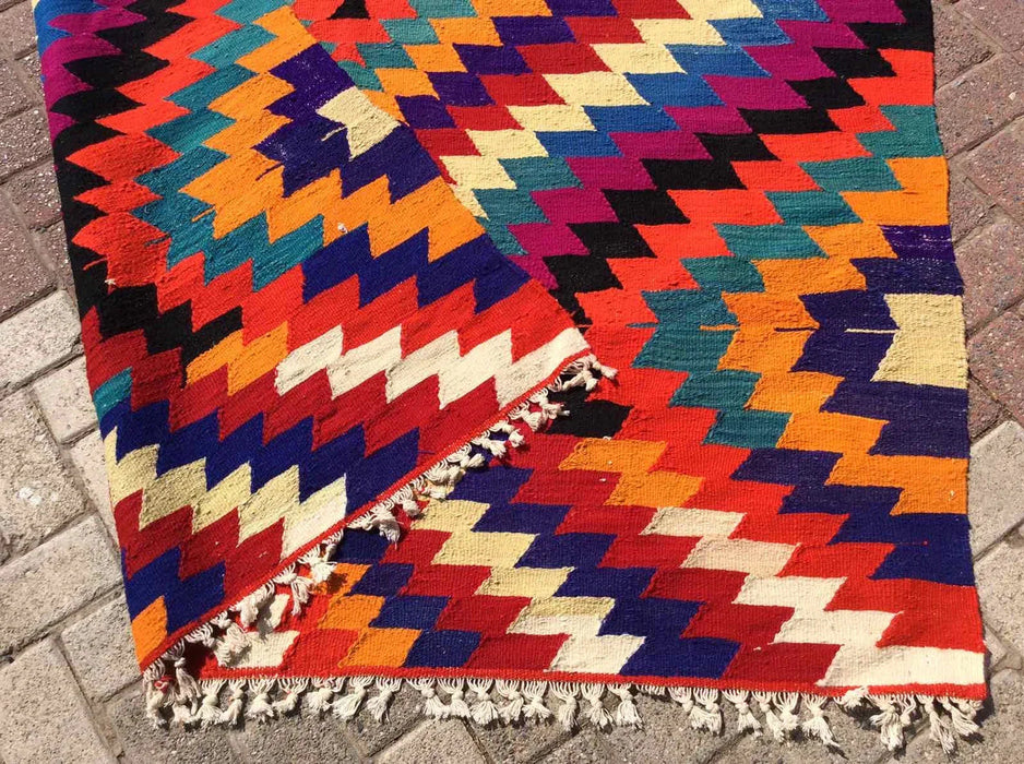 Tappeto Kilim turco vintage 279 cm x 165 cm in lana artigianale