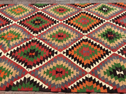 Vintage Turkse Kilim -vloerkleed 284cm x 172cm Hand gesponnen wol