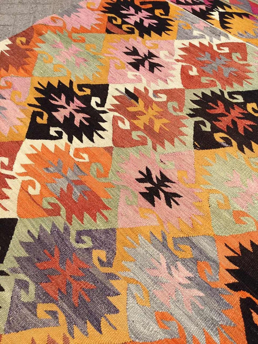 Vintage turkkilainen Kilim matto 285cm x 173cm villapuuvilla